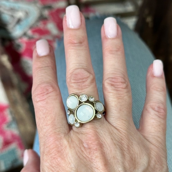 🎉Great Cocktail Ring! gold with Pearly & Crystal - Picture 5 of 6